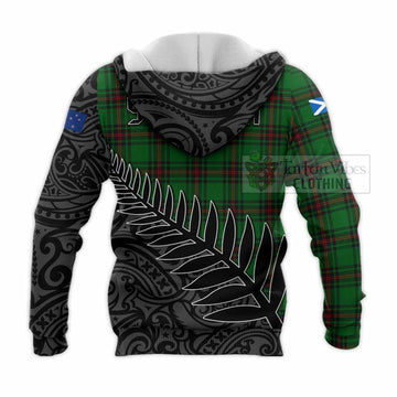 Kinloch Crest Tartan Knitted Hoodie with New Zealand Silver Fern Half Style - Tartan Vibes Clothing