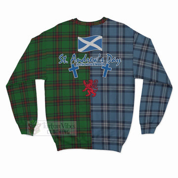 Kinloch Tartan Sweatshirt Happy St. Andrew's Day Half Tartan Style - Tartan Vibes Clothing