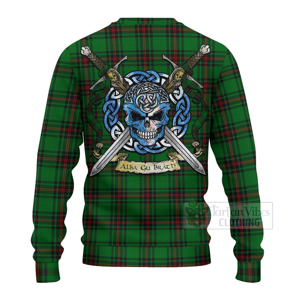 Kinloch Tartan Ugly Sweater with Family Crest Celtic Skull Style - Tartan Vibes Clothing