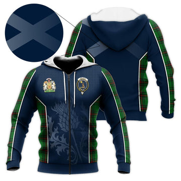 Kinloch Tartan Knitted Hoodie with Family Crest and Scottish Thistle Vibes Sport Style - Tartan Vibes Clothing