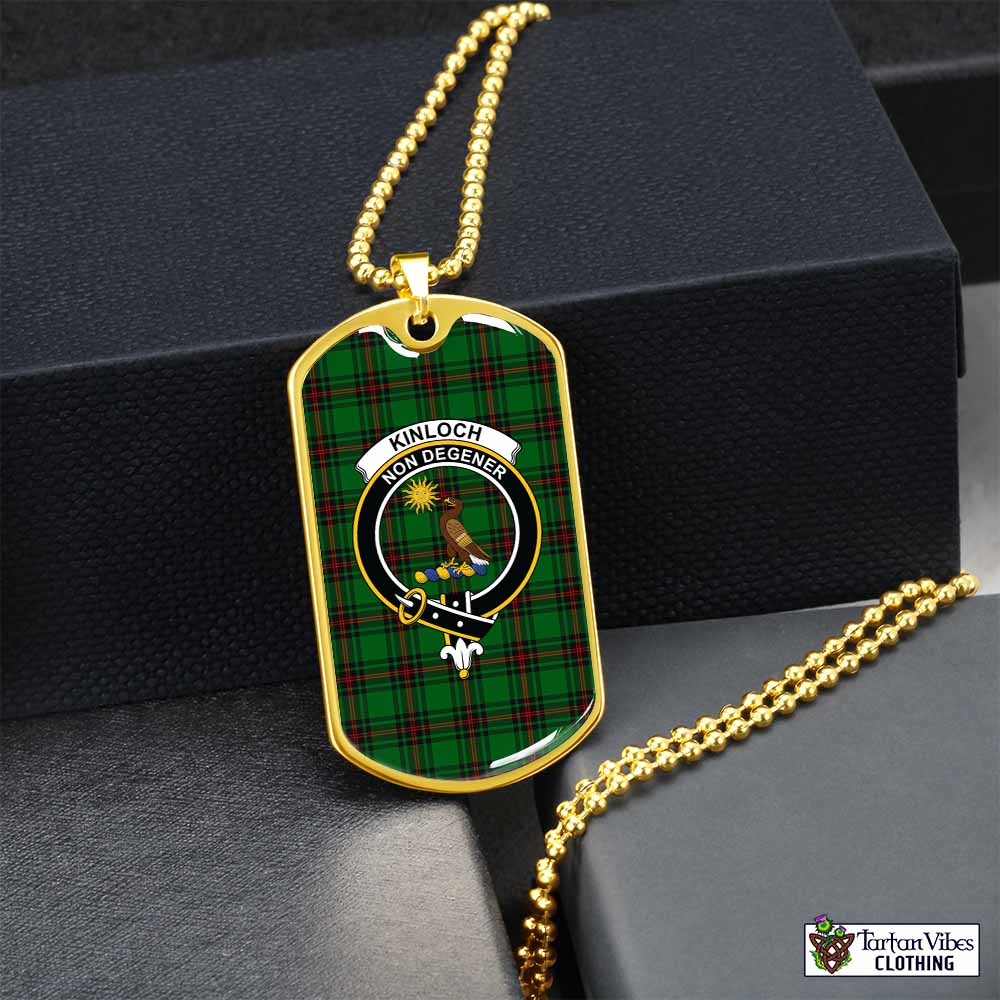 Kinloch Tartan Dog Tag Necklace with Family Crest Gold No - Tartan Vibes Clothing