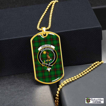Kinloch Tartan Dog Tag Necklace with Family Crest Gold No - Tartan Vibes Clothing