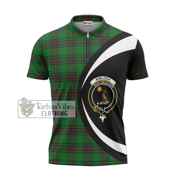 Kinloch Tartan Zipper Polo Shirt with Family Crest Circle Style - Tartan Vibes Clothing