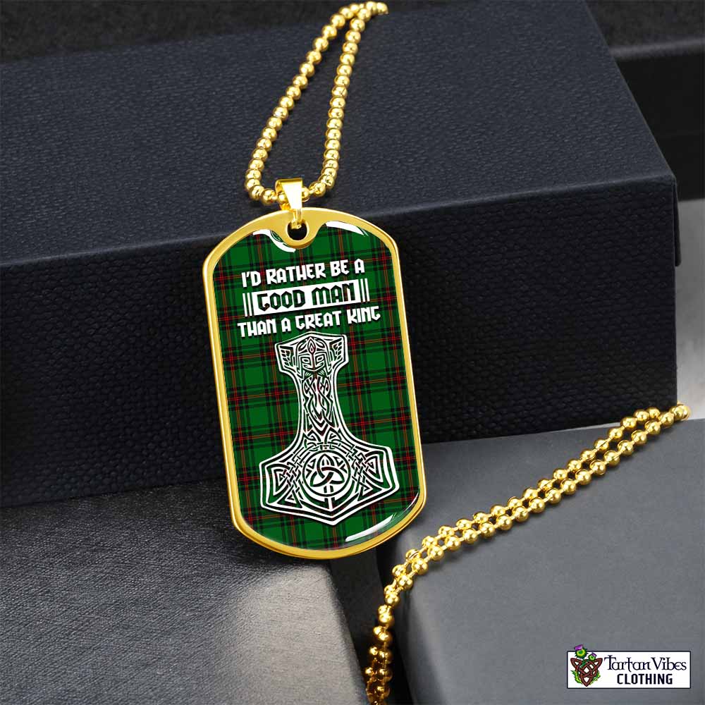 Kinloch Tartan Dog Tag Necklace Viking Mjolnir Style Gold No - Tartan Vibes Clothing