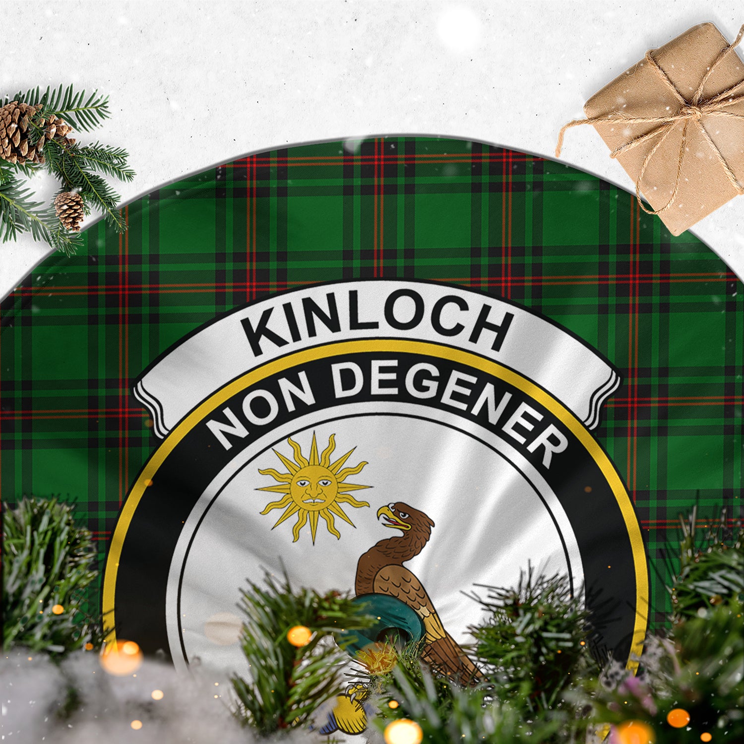 Kinloch Tartan Christmas Tree Skirt with Family Crest - Tartan Vibes Clothing