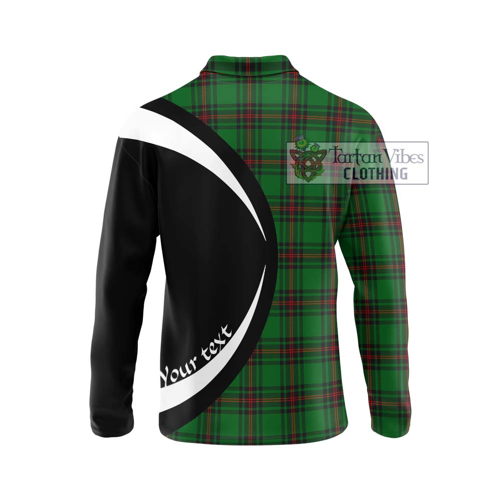 Kinloch Tartan Long Sleeve Polo Shirt with Family Crest Circle Style - Tartan Vibes Clothing