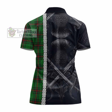 Kinloch Tartan Women's Polo Shirt with Family Crest Cross Sword Thistle Celtic Vibes - Tartan Vibes Clothing