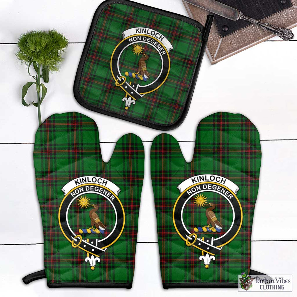 Kinloch Tartan Combo Oven Mitt & Pot-Holder with Family Crest Black - Tartan Vibes Clothing