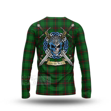 Kinloch Tartan Long Sleeve T-Shirt with Family Crest Celtic Skull Style - Tartan Vibes Clothing