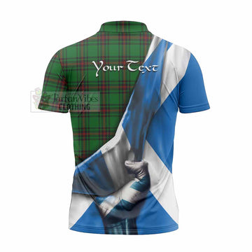 Kinloch Tartan Zipper Polo Shirt with Family Crest Scotland Patriotic Style - Tartan Vibes Clothing