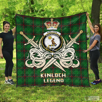 Kinloch Tartan Quilt with Clan Crest and the Golden Sword of Courageous Legacy - Tartan Vibes Clothing