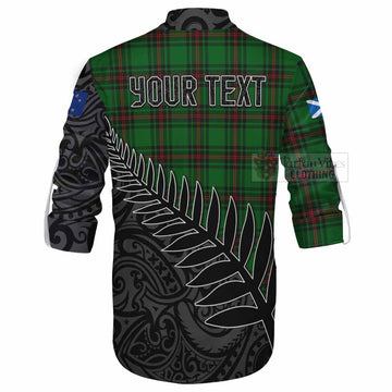 Kinloch Crest Tartan Ghillie Kilt Shirt with New Zealand Silver Fern Half Style - Tartan Vibes Clothing