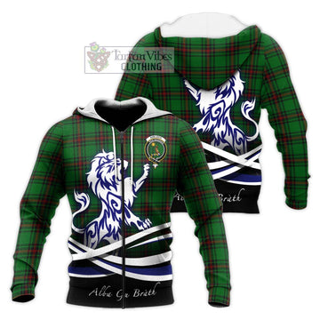 Kinloch Tartan Knitted Hoodie with Alba Gu Brath Regal Lion Emblem Unisex Knitted Zip Hoodie - Tartan Vibes Clothing