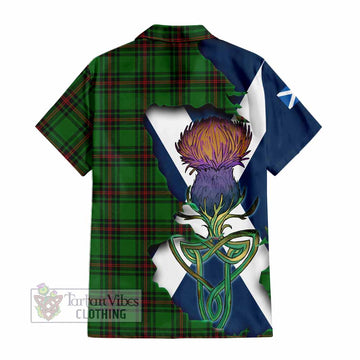 Tartan Vibes Clothing Kinloch Tartan Family Crest Short Sleeve Button Shirt Scottish Thistle Celtic Inspired