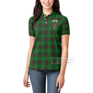 Kinloch Tartan Women's Polo Shirt with Family Crest and Bearded Skull Holding Bottles of Whiskey - Tartan Vibes Clothing