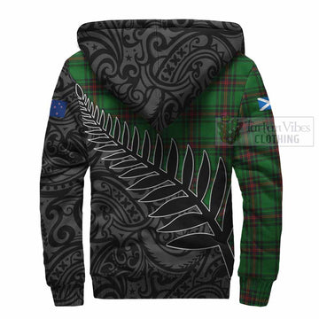 Kinloch Crest Tartan Sherpa Hoodie with New Zealand Silver Fern Half Style - Tartan Vibes Clothing