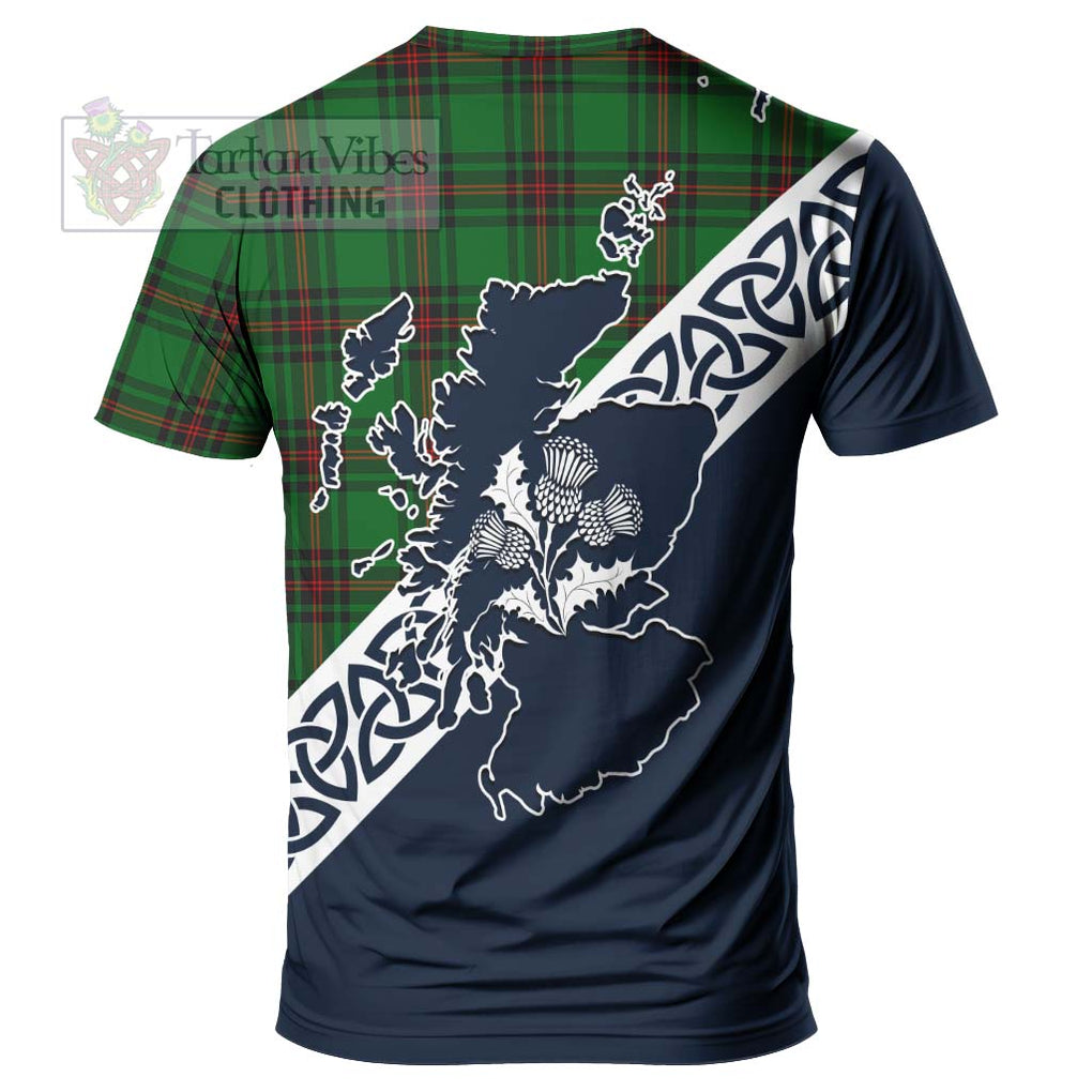 Kinloch Tartan T-Shirt Featuring Thistle and Scotland Map - Tartanvibesclothing Store