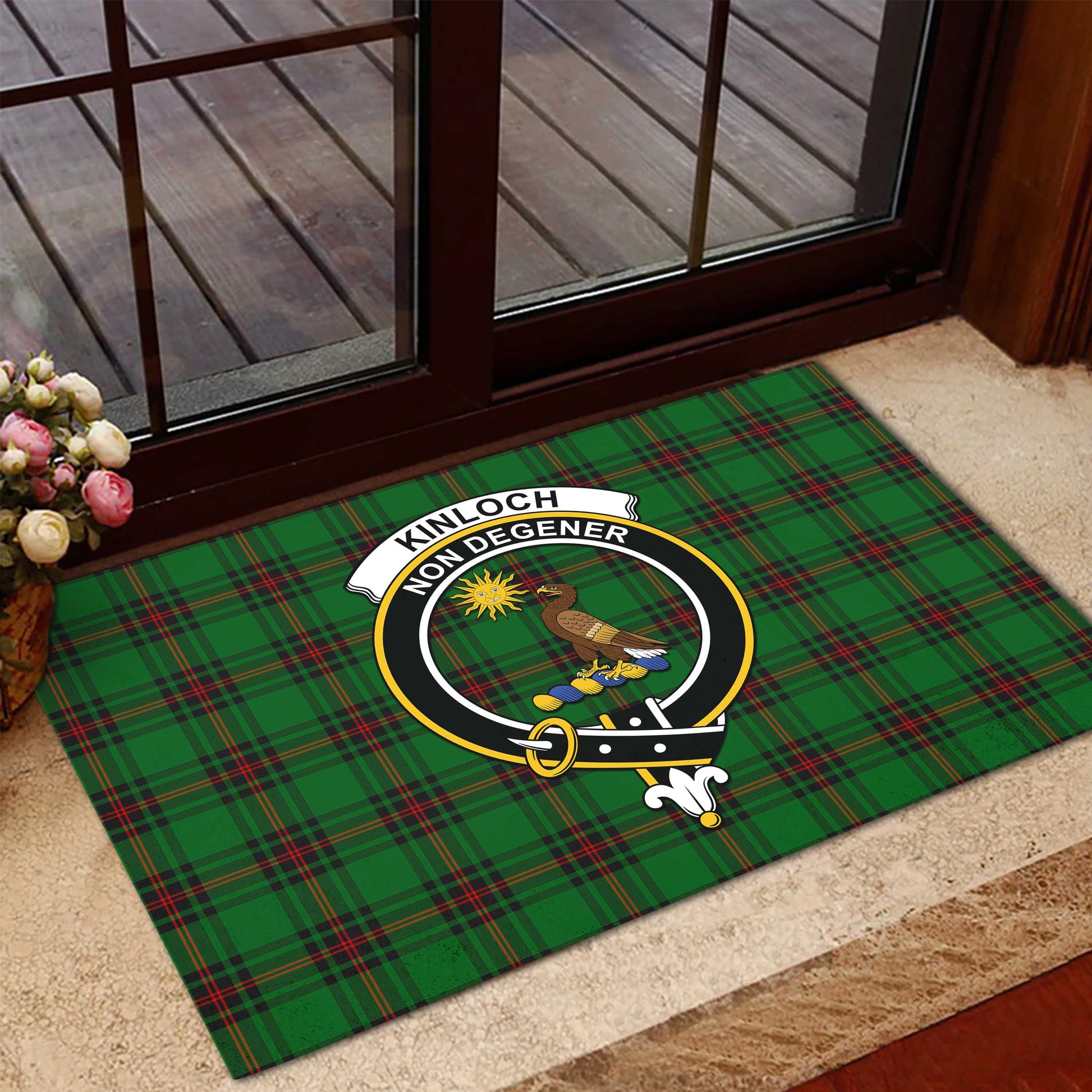 Kinloch Tartan Rubber Doormat with Family Crest - Tartan Vibes Clothing