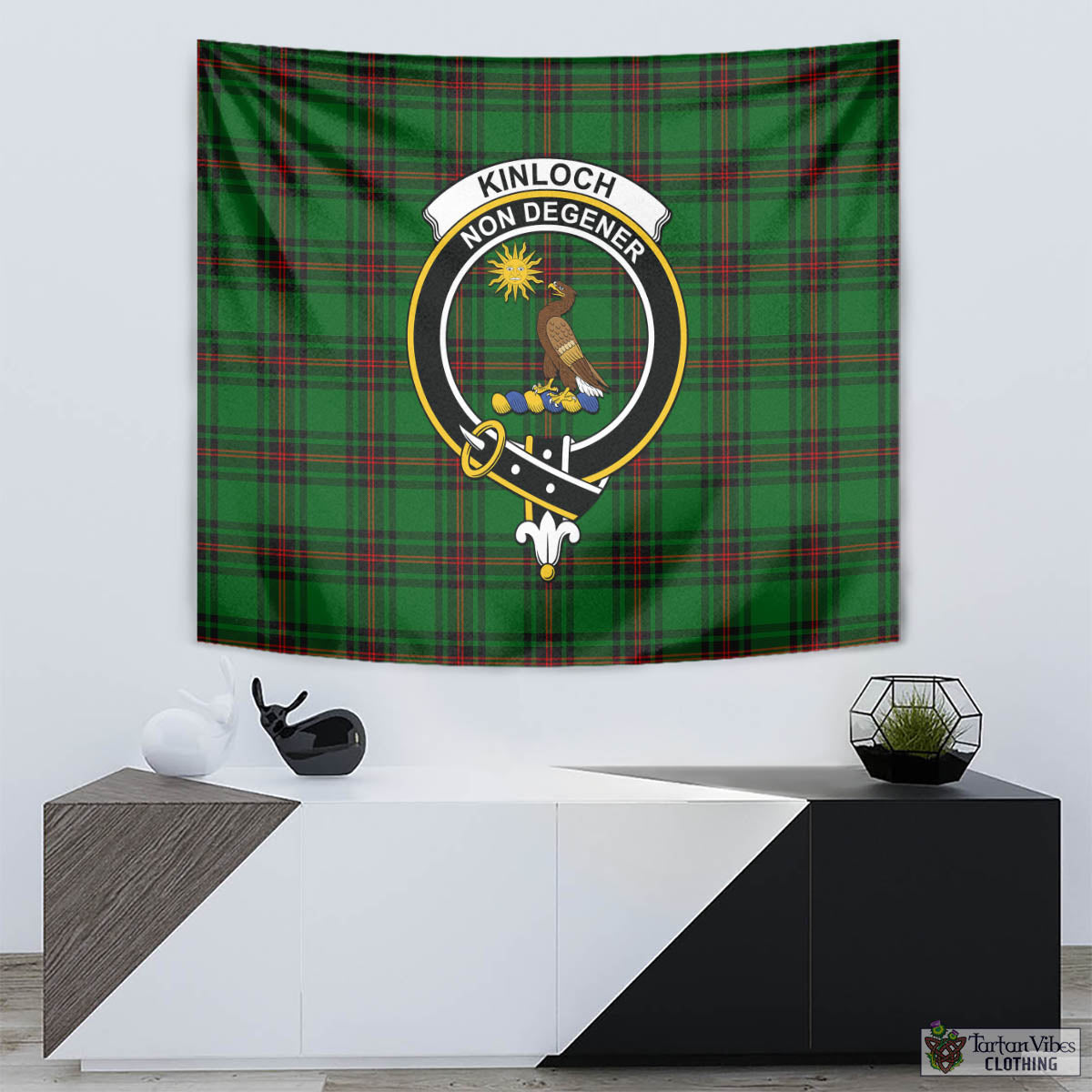 Kinloch Tartan Tapestry Wall Hanging and Home Decor for Room with Family Crest - Tartan Vibes Clothing