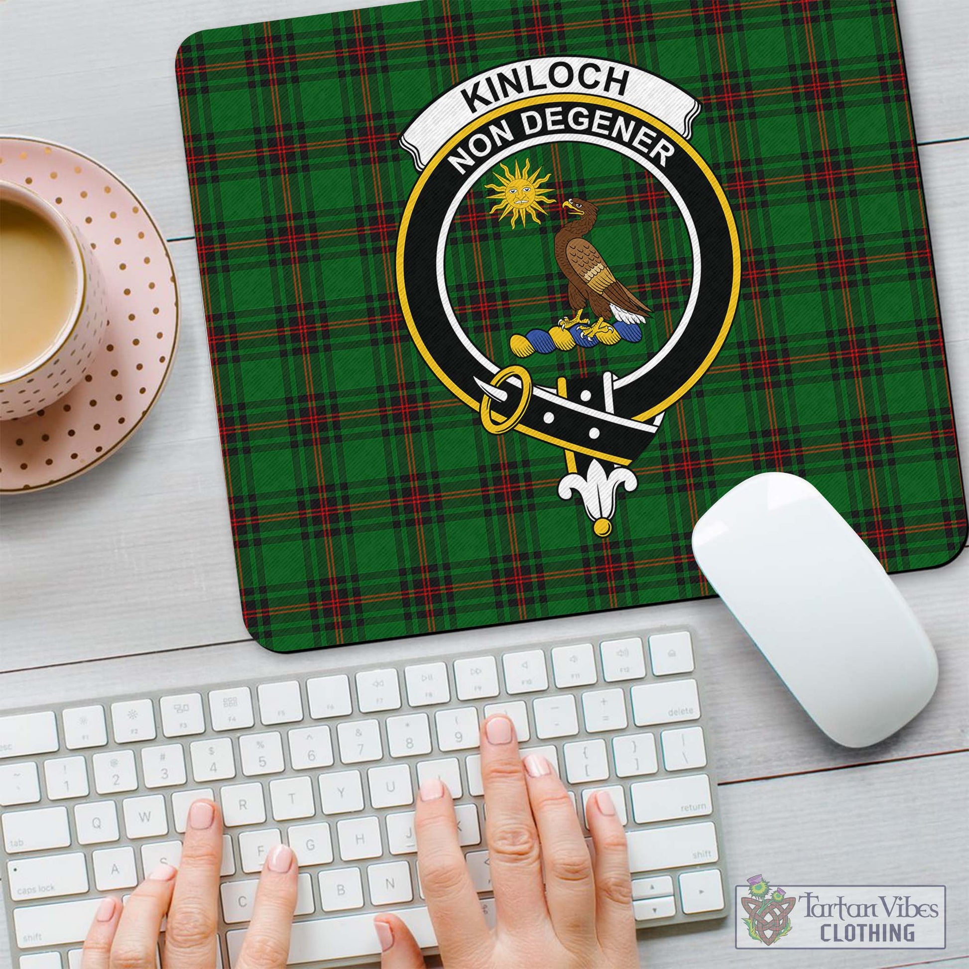 Tartan Vibes Clothing Kinloch Tartan Mouse Pad with Family Crest