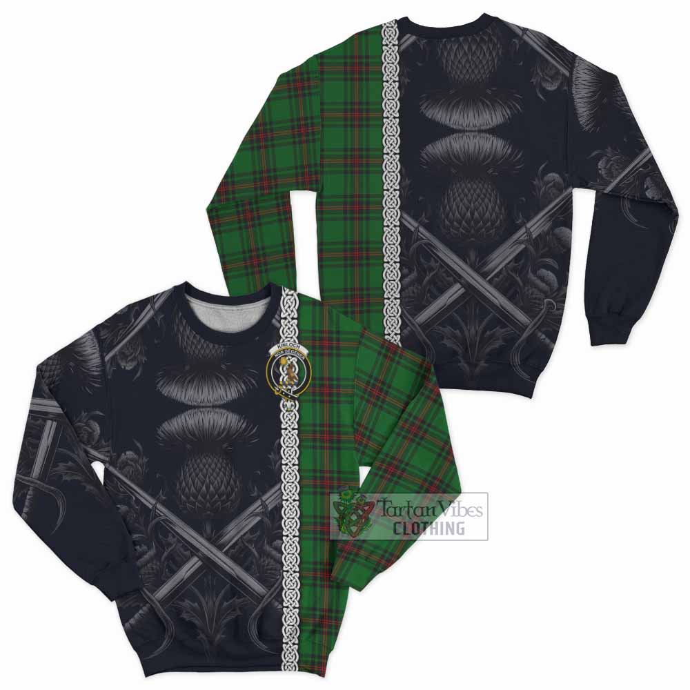 Kinloch Tartan Sweatshirt with Family Crest Cross Sword Thistle Celtic Vibes - Tartan Vibes Clothing
