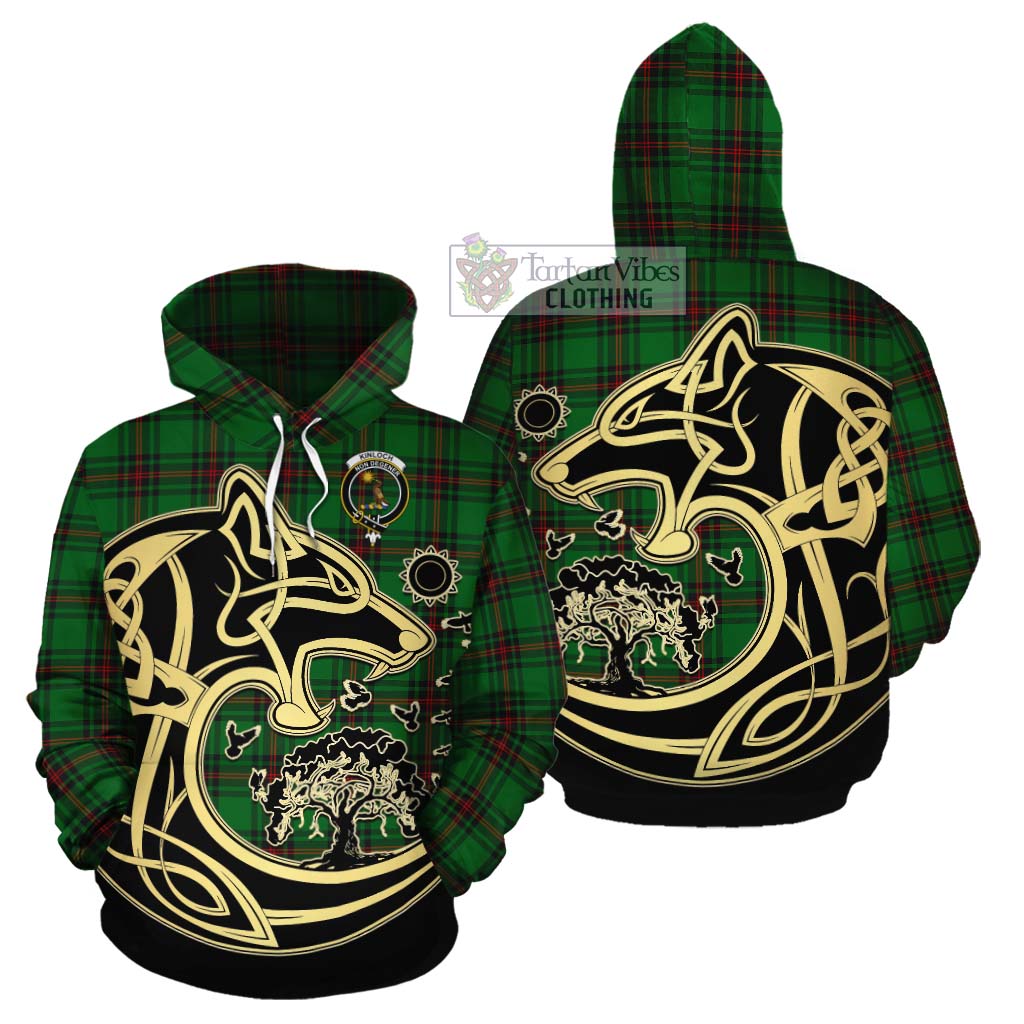 Kinloch Tartan Cotton Hoodie with Family Crest Celtic Wolf Style Zip Hoodie - Tartan Vibes Clothing