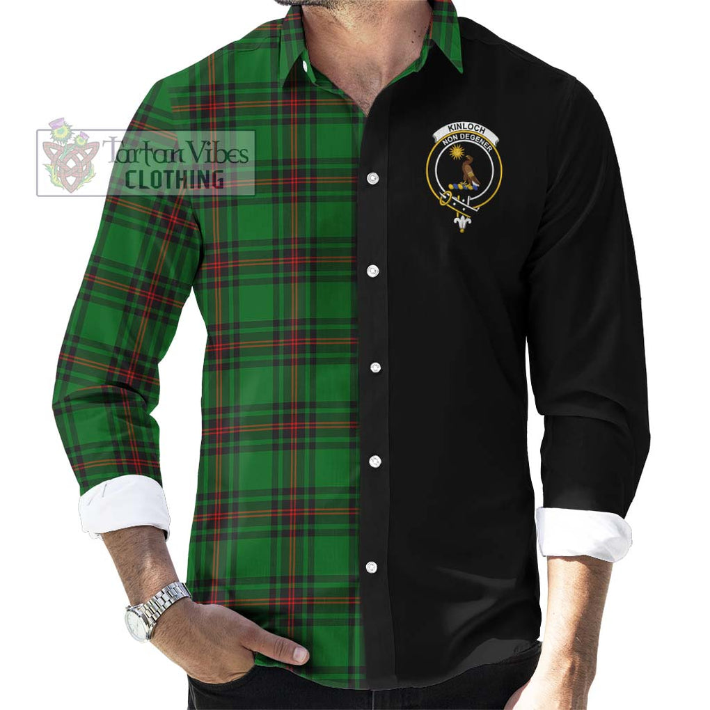 Kinloch Tartan Long Sleeve Button Shirt with Family Crest and Half Of Me Style - Tartanvibesclothing Shop