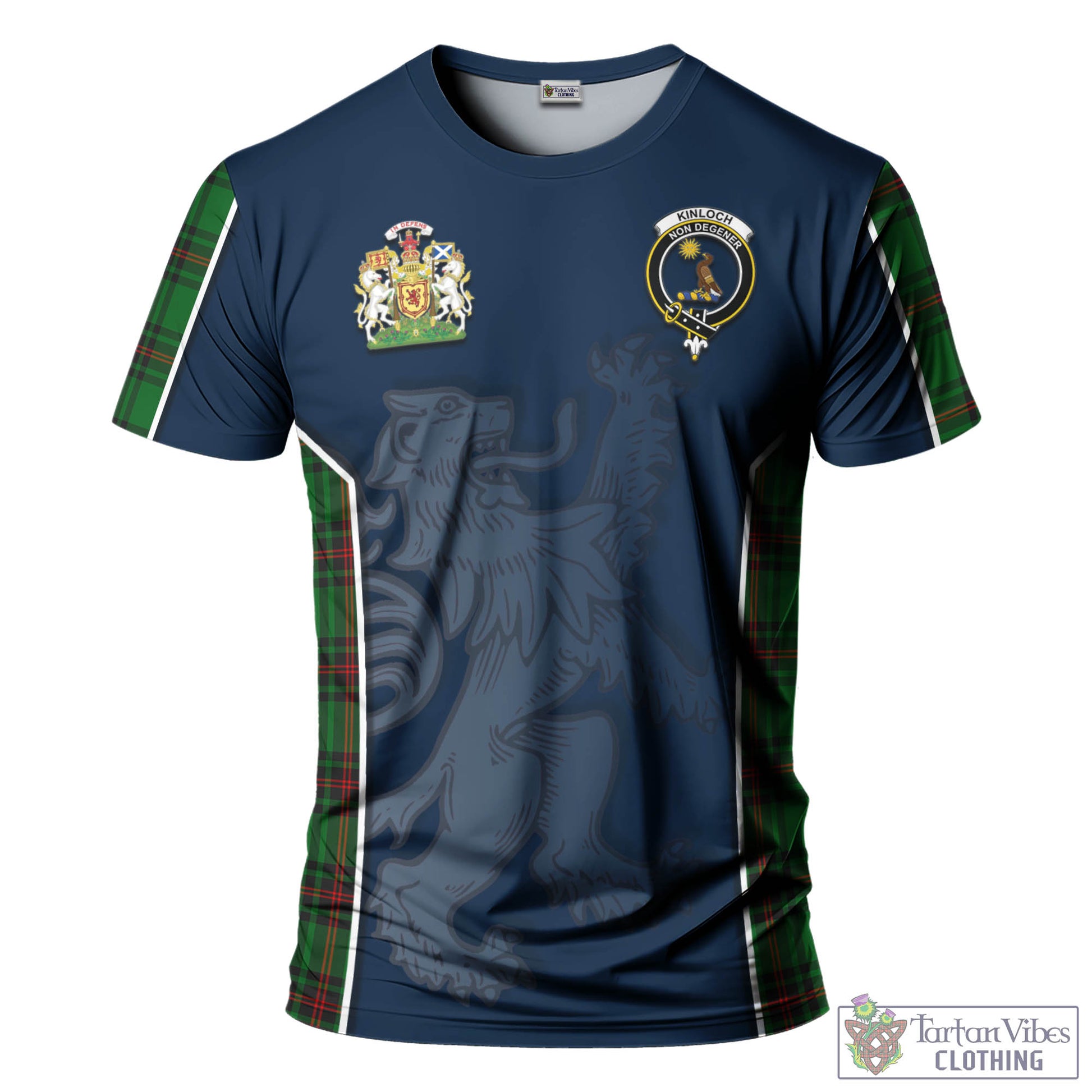 Tartan Vibes Clothing Kinloch Tartan T-Shirt with Family Crest and Lion Rampant Vibes Sport Style