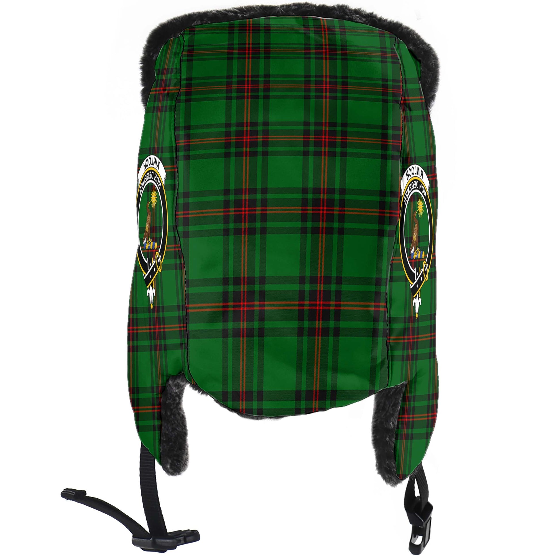 Kinloch Tartan Winter Trapper Hat with Family Crest - Tartan Vibes Clothing