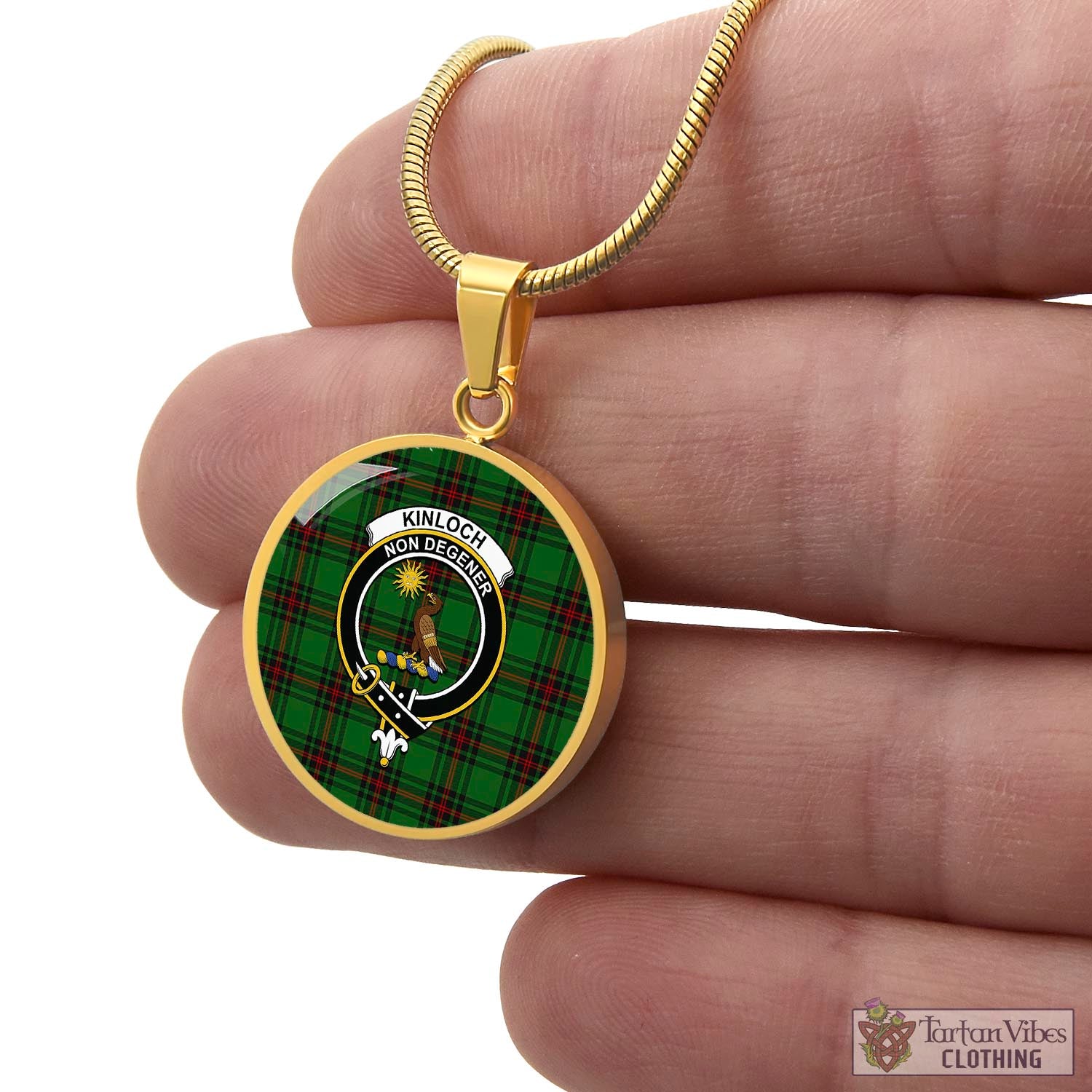 Kinloch Tartan Circle Necklace with Family Crest - Tartan Vibes Clothing