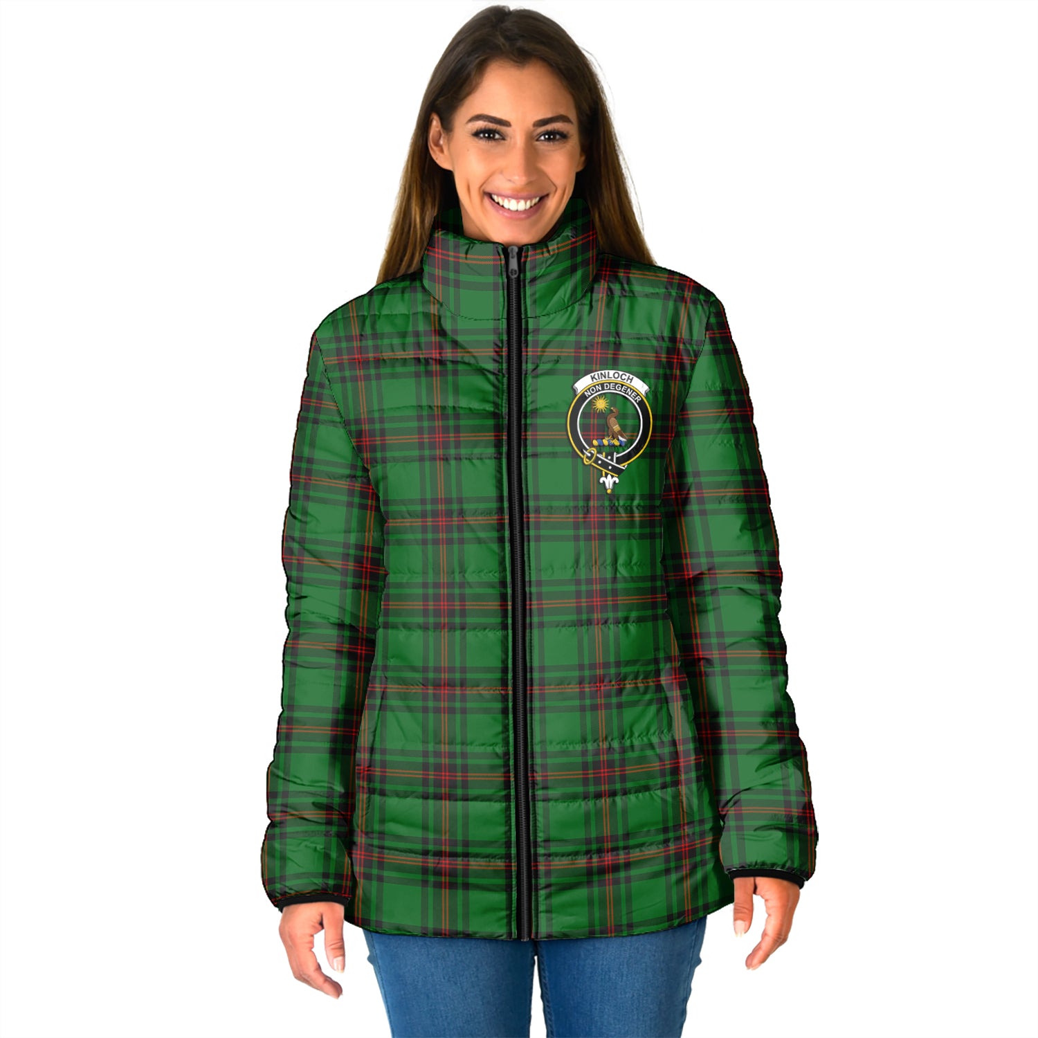 Kinloch Tartan Padded Jacket with Family Crest - Tartan Vibes Clothing