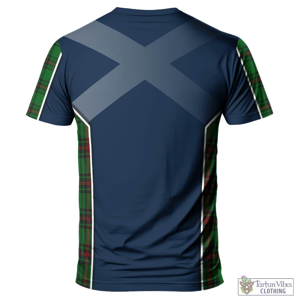 Tartan Vibes Clothing Kinloch Tartan T-Shirt with Family Crest and Scottish Thistle Vibes Sport Style