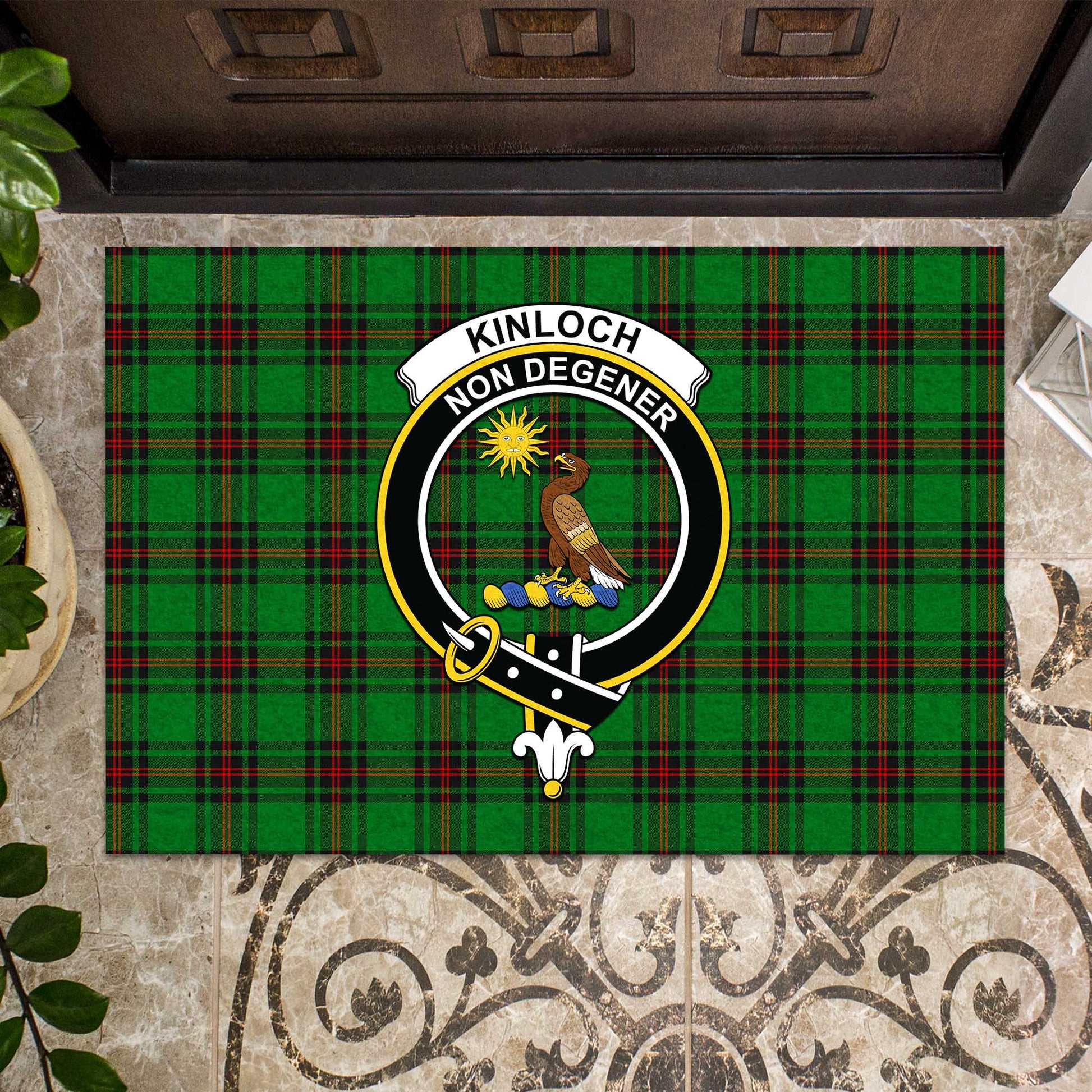 Kinloch Tartan Rubber Doormat with Family Crest - Tartan Vibes Clothing