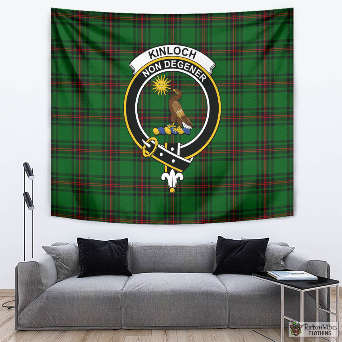 Kinloch Tartan Tapestry Wall Hanging and Home Decor for Room with Family Crest - Tartan Vibes Clothing