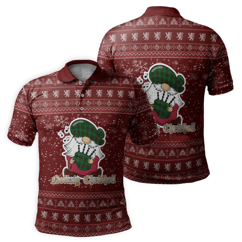 Kinloch Clan Christmas Family Polo Shirt with Funny Gnome Playing Bagpipes - Tartanvibesclothing