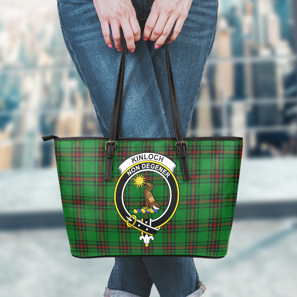 Kinloch Tartan Leather Tote Bag with Family Crest - Tartan Vibes Clothing