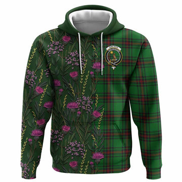 Kinloch Family Crest Tartan Hoodie Scottish Thistle Flower Pattern Half Style - Tartan Vibes Clothing