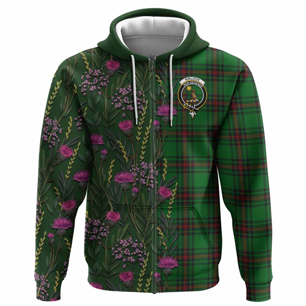 Kinloch Family Crest Tartan Hoodie Scottish Thistle Flower Pattern Half Style - Tartan Vibes Clothing