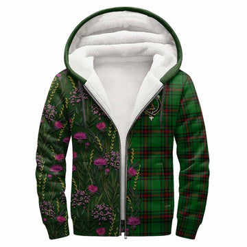 Kinloch Family Crest Tartan Sherpa Hoodie Scottish Thistle Flower Pattern Half Style - Tartan Vibes Clothing