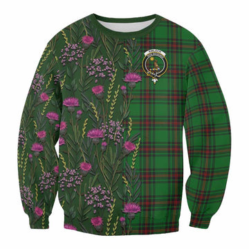 Kinloch Family Crest Tartan Sweatshirt Scottish Thistle Flower Pattern Half Style - Tartan Vibes Clothing