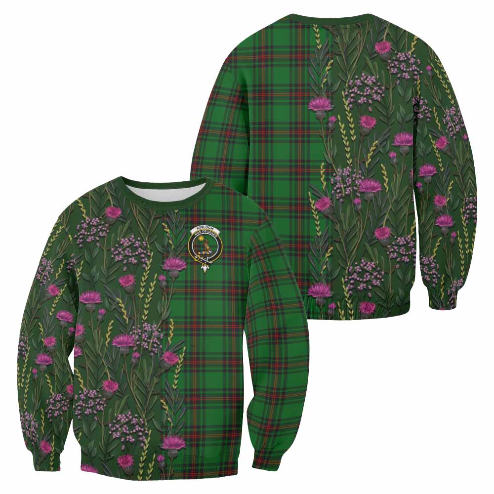 Kinloch Family Crest Tartan Sweatshirt Scottish Thistle Flower Pattern Half Style - Tartan Vibes Clothing