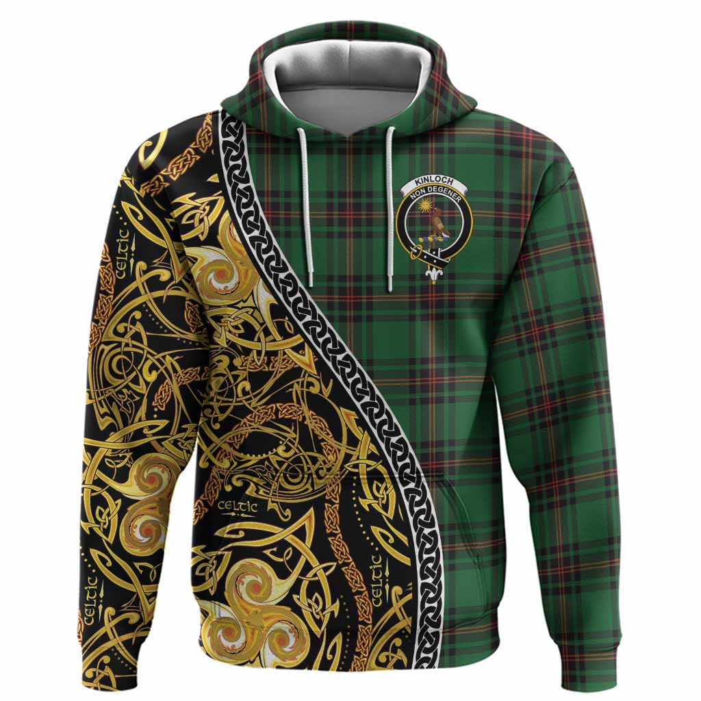 Kinloch Tartan Crest Hoodie Celtic Knot and Triple Trickle Spiral Symbols