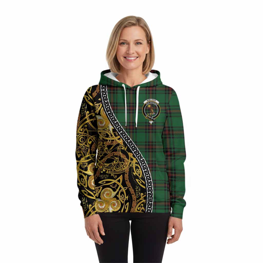 Kinloch Tartan Crest Hoodie Celtic Knot and Triple Trickle Spiral Symbols