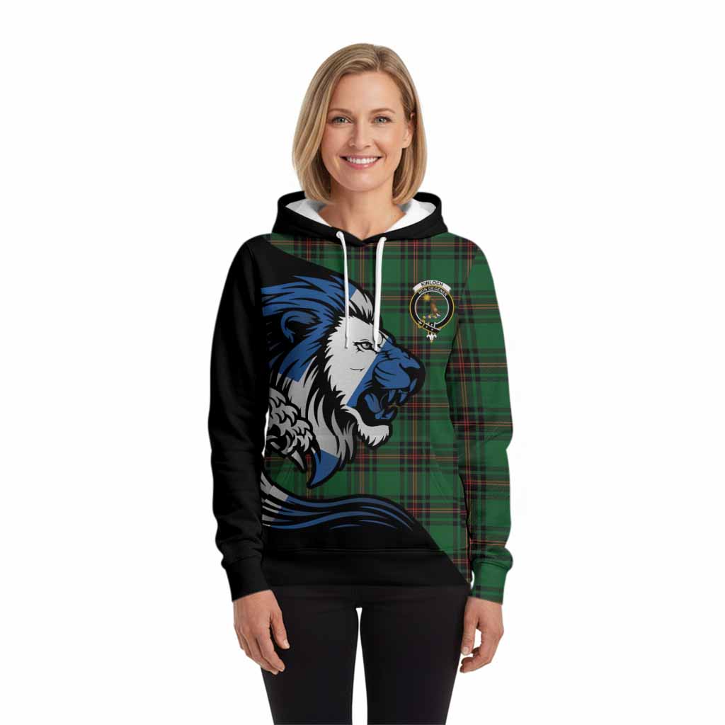Kinloch Tartan Crest Hoodie Scottish Golden Lions Wave Flow