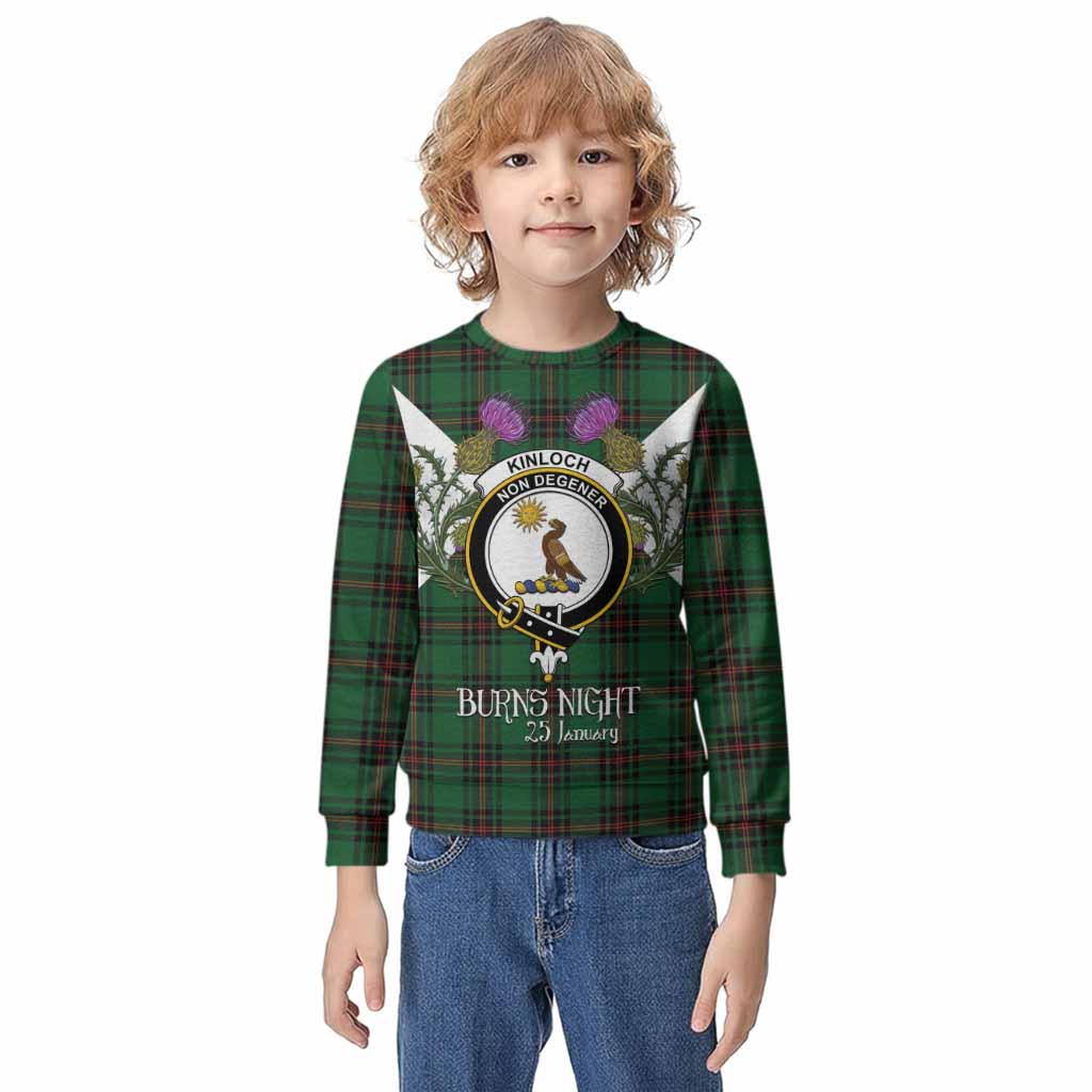 Kinloch Tartan Family Crest Kid Knitted Sweatshirt Scottish Burns Night Thistle Floral