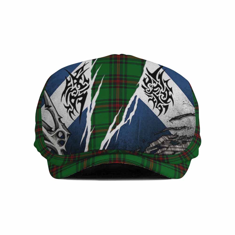 Kinloch Tartan Flat Cap, Jeff Cap Scotland Flag Ripped Tribal Design