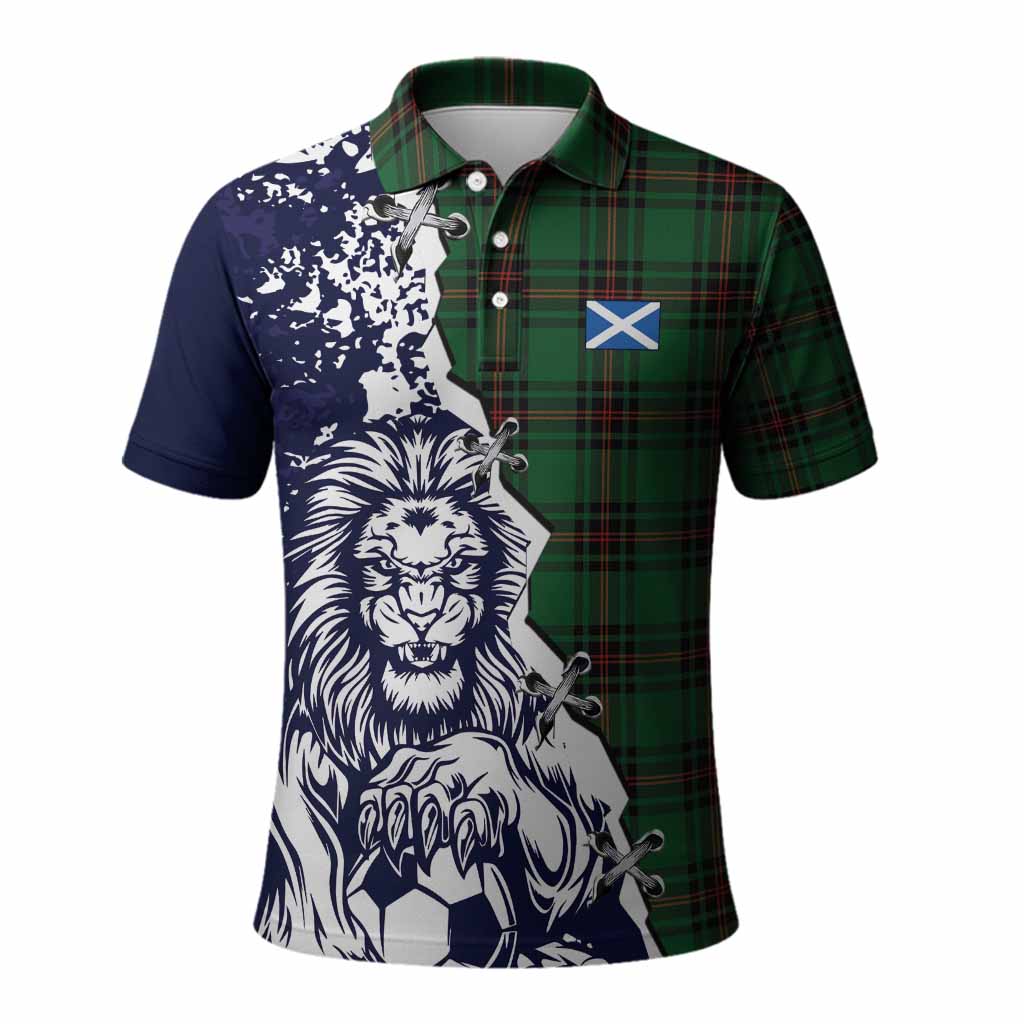 Kinloch Tartan Scottish Polo Shirt Angry Lion With Soccer Ball Style