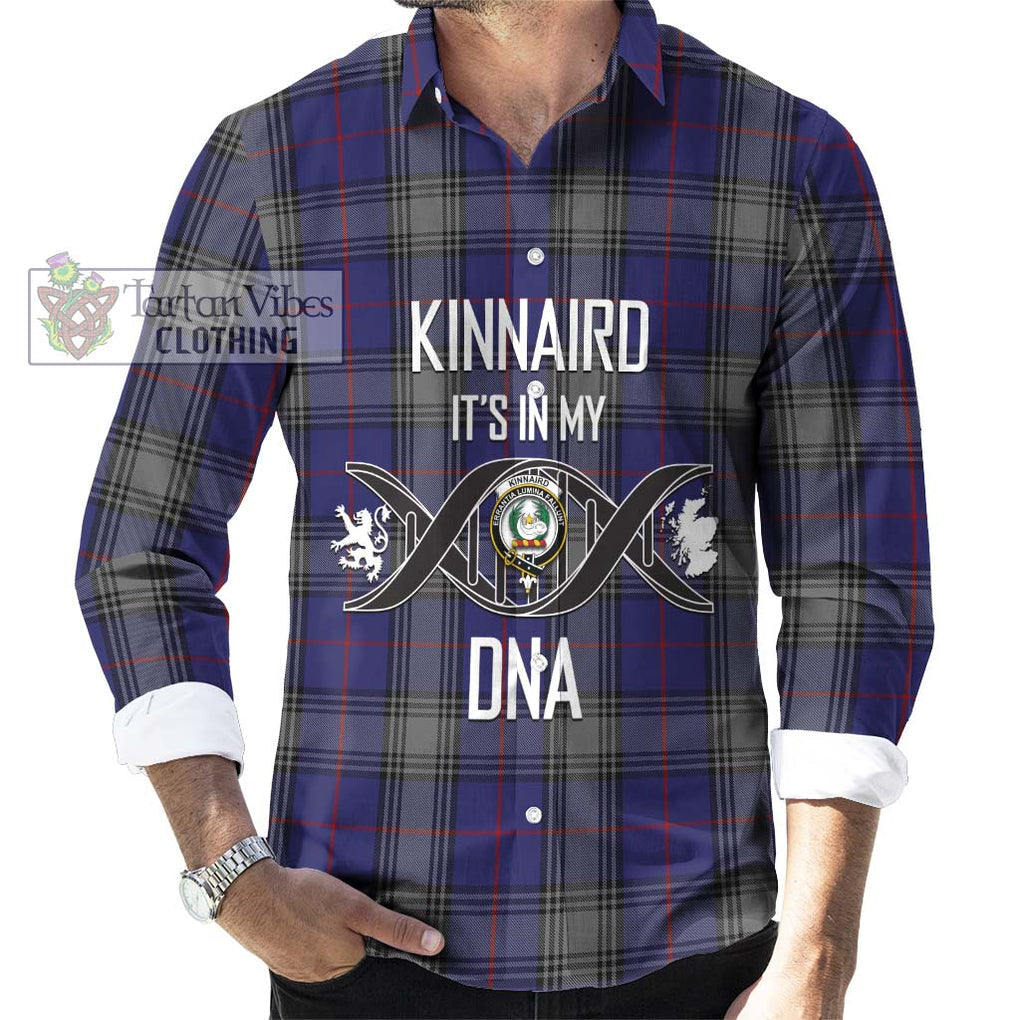 Kinnaird Tartan Long Sleeve Button Shirt with Family Crest DNA In Me Style Men's Shirt S - Tartanvibesclothing Shop