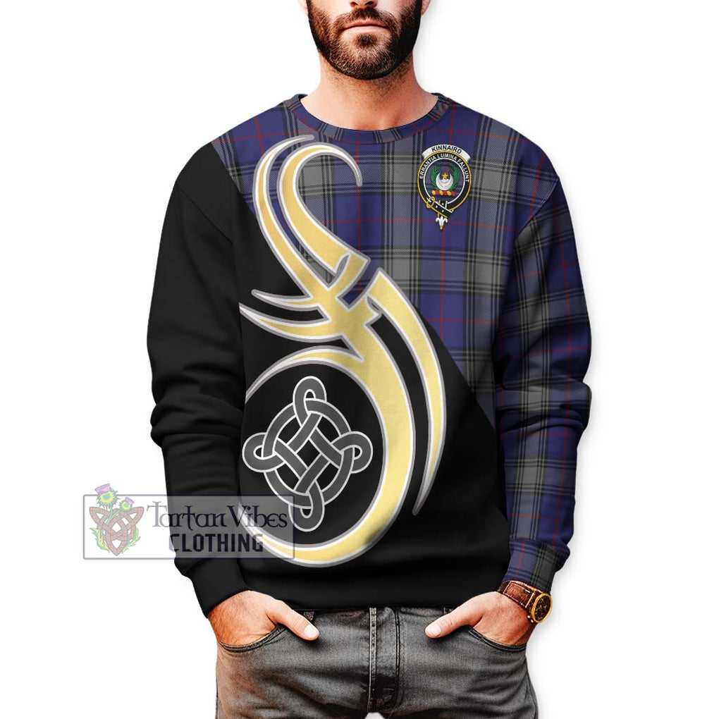 Kinnaird Tartan Sweatshirt with Family Crest and Celtic Symbol Style Unisex - Tartan Vibes Clothing