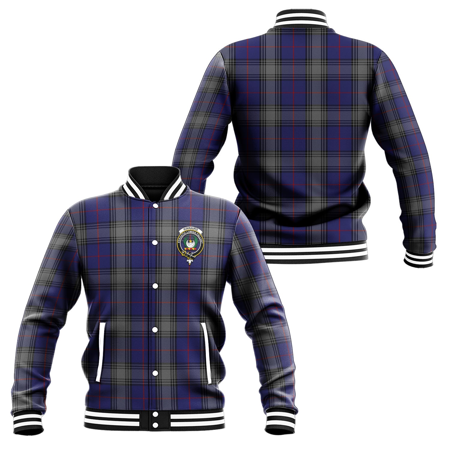 Kinnaird Tartan Baseball Jacket with Family Crest Unisex - Tartan Vibes Clothing